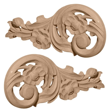 Ekena Millwork 7 1/2"W x 3 1/2"H x 1/2"D (Each Side) Small Springtime Scrolls (Pair), Cherry PR ONL07X03X01SPCH
